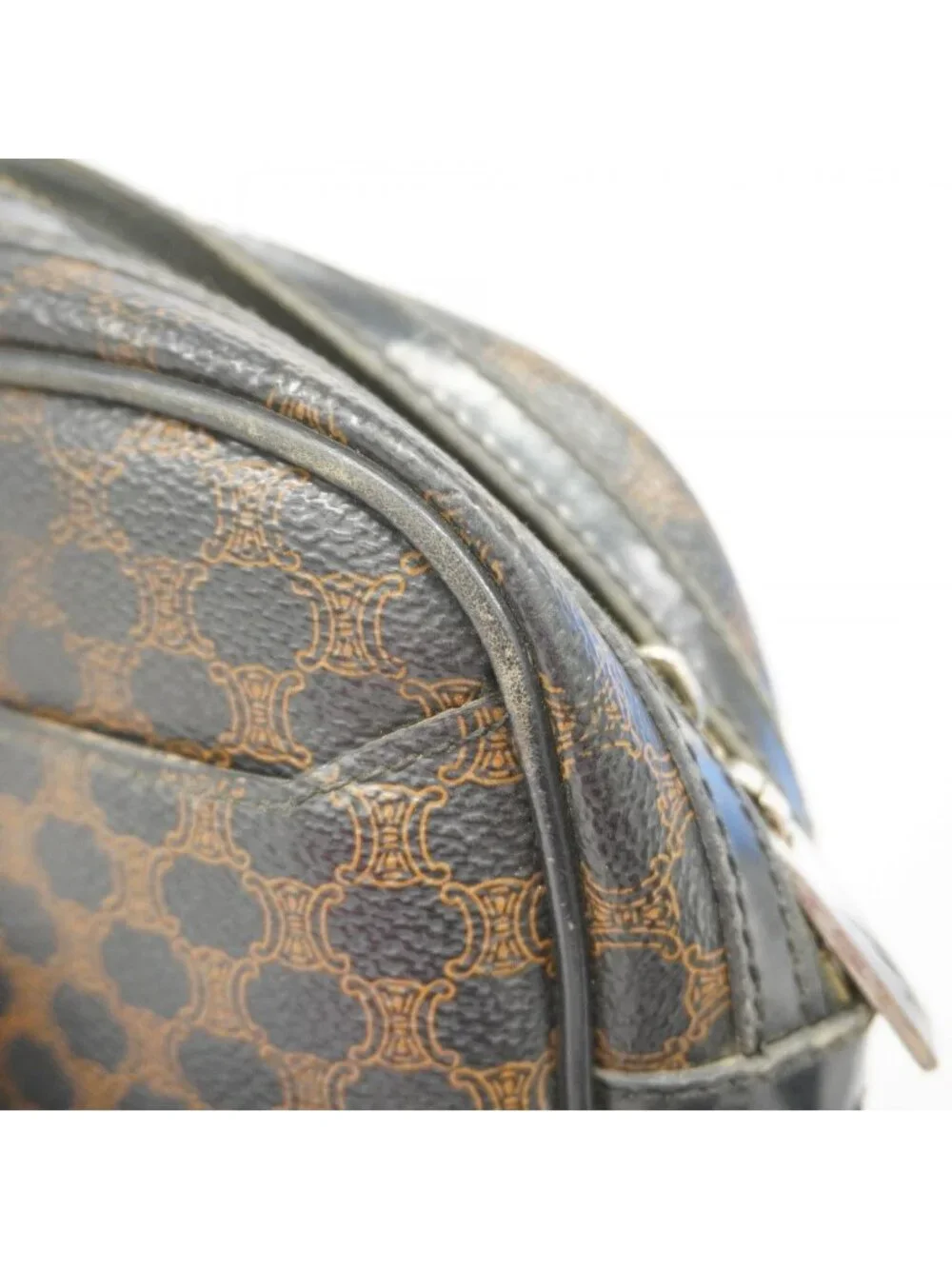 Celine Shoulder Bag Macadam Black Brown Gold